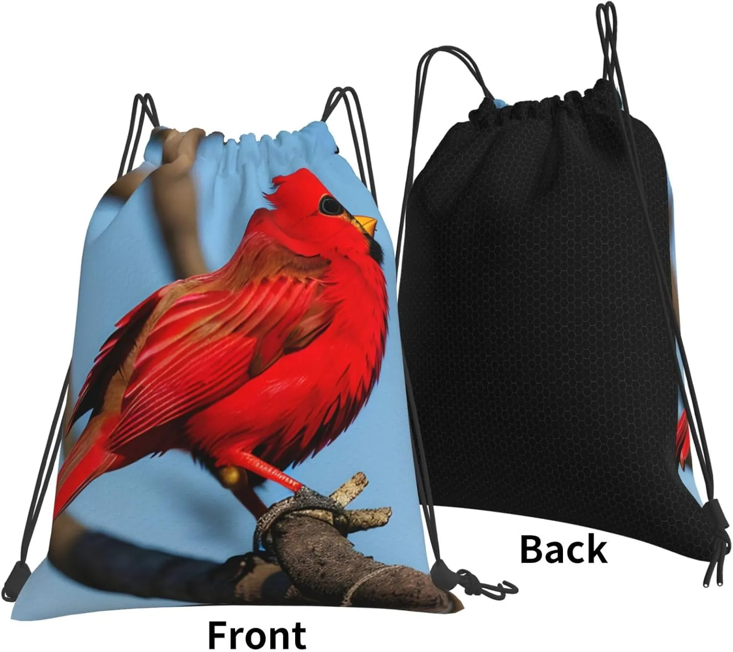 beautiful red Bird Print Sports Drawstring Backpack,Water Resistant Bag, Gym Backpack for Women Men