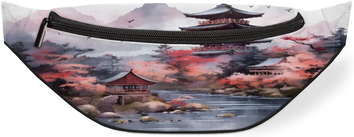 Beautiful Scenic Tower Fanny Pack for Women Men Waist Pack Crossbody Bag with Adjustable Belt for Travel Hiking Running Cycling Festivals