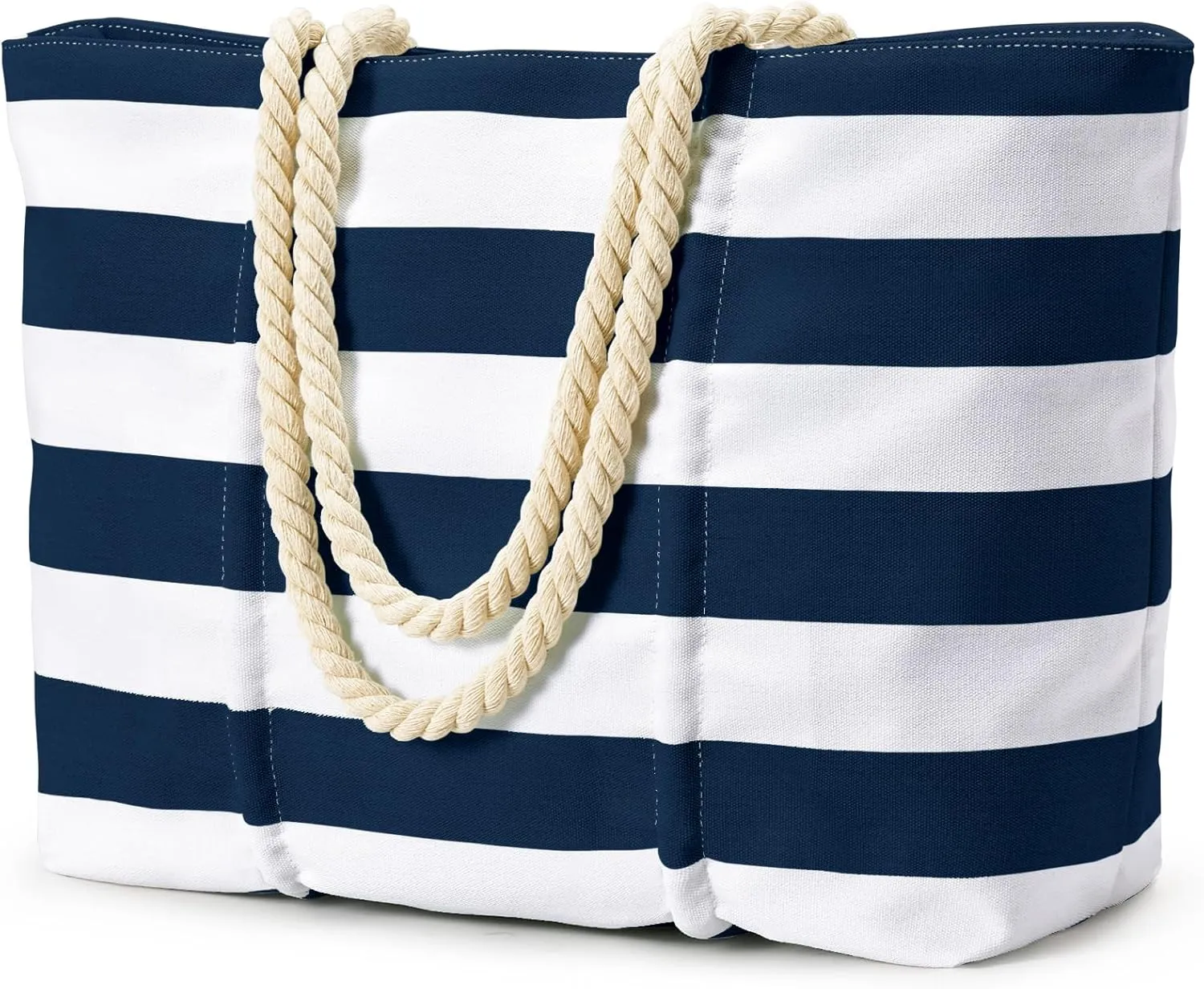 Becokan Beach Bag Large Waterproof Sandproof Canvas Beach Tote Bag with Zipper Swim Pool Bag Travel Essentials