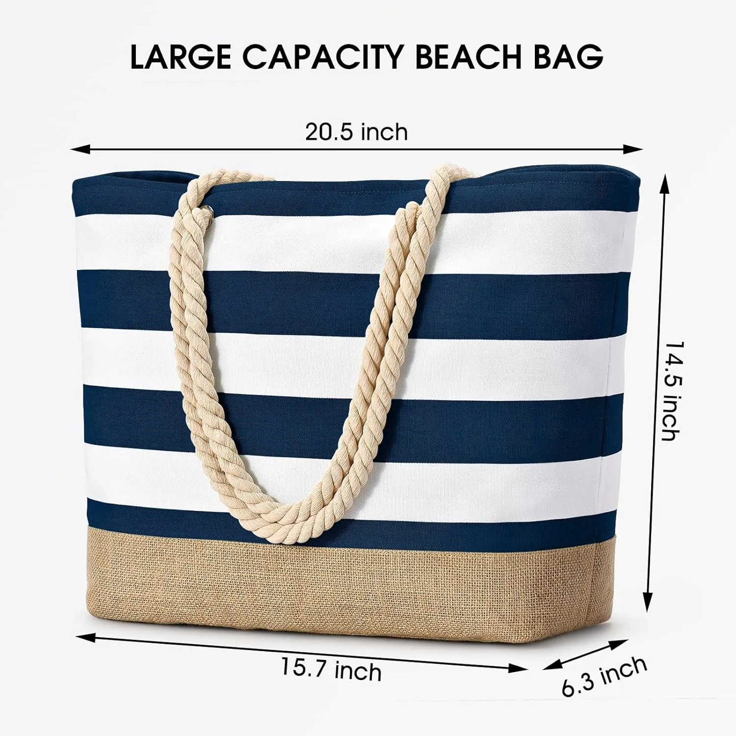 Becokan Beach Bags for Women Large Canvas Beach Tote Bag Beach Bags Waterproof Sandproof Swim Pool Bag Travel Essentials