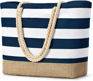 Becokan Beach Bags for Women Large Canvas Beach Tote Bag Beach Bags Waterproof Sandproof Swim Pool Bag Travel Essentials