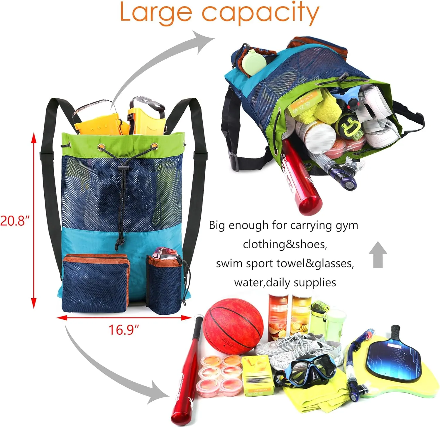 BeeGreen Drawstring Backpack for Men Women Athletic Gym Sports Workout Beach Swim …