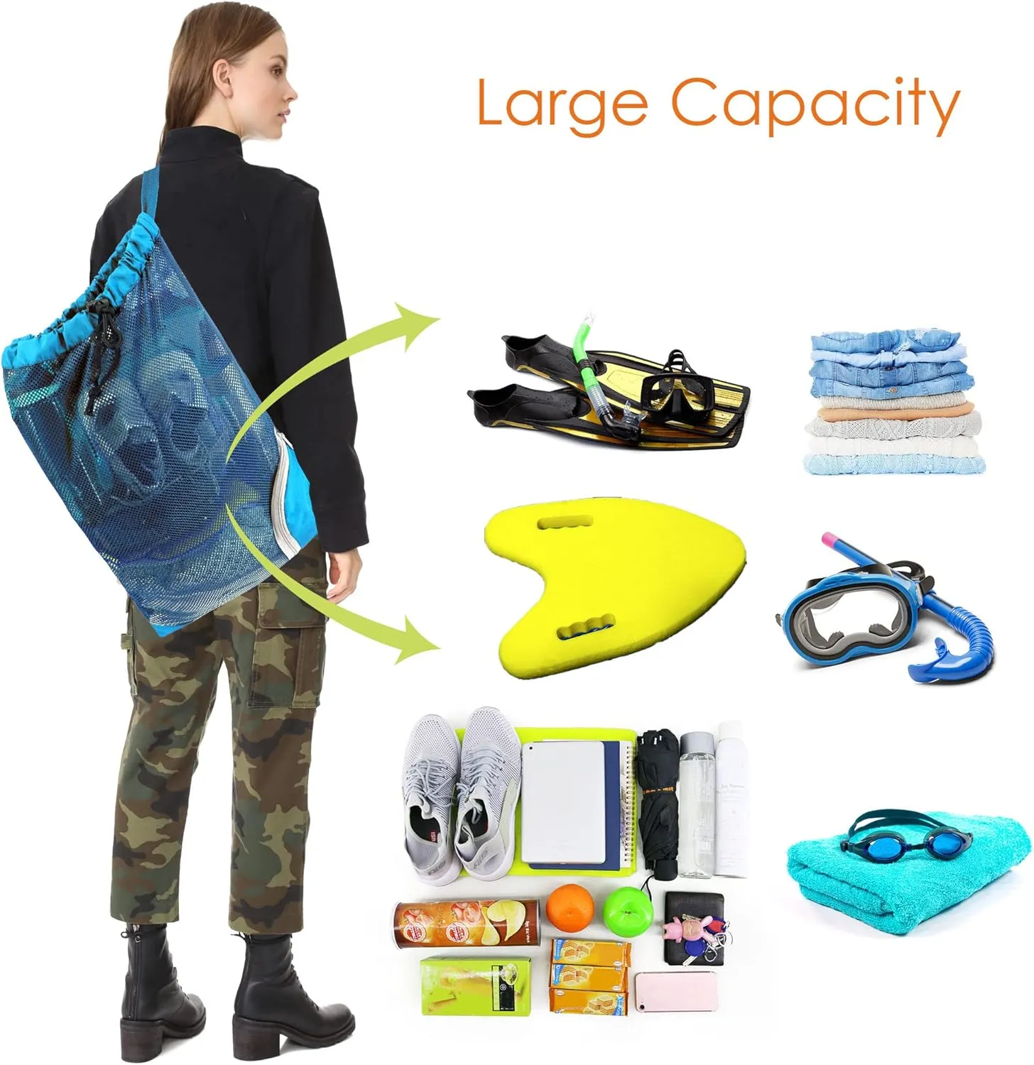 BeeGreen Drawstring Bags Backapck for Men Women Athletic Gym Sports Workout Beach Swim