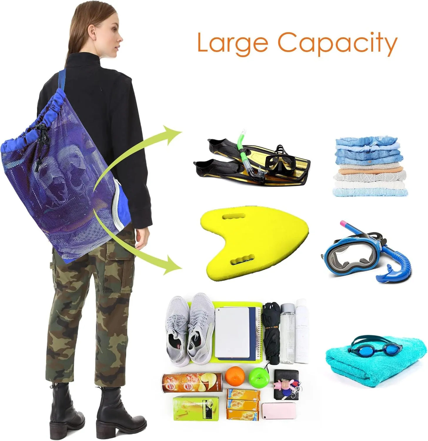 BeeGreen Drawstring Bags Backapck for Men Women Athletic Gym Sports Workout Beach Swim