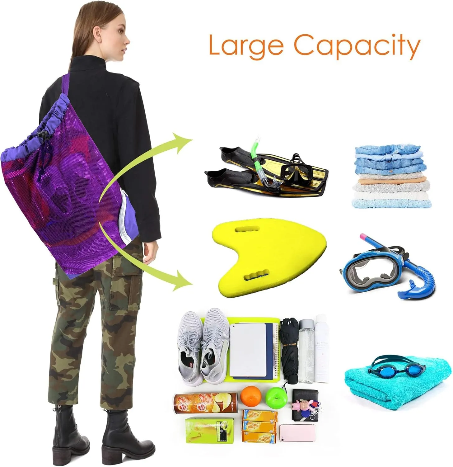 BeeGreen Drawstring Bags Backapck for Men Women Athletic Gym Sports Workout Beach Swim