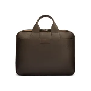 Belmont Leather 15" Laptop Briefcase - Brown With Gunmetal Zips