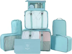 Belsmi 8 Set Packing Cubes with Shoe Bag - Compression Travel Luggage Organizer