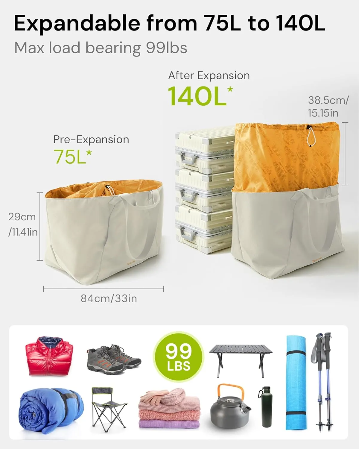 BENEUNDER Tote Bag for Women, Foldable Gym Tote Bag, Beach Tote Bag, Lightweight Shoulder Bag for Travel, Work, Sports(Large/Extra Large)