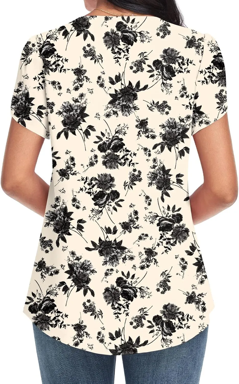 Bestbee Women's Dressy Chiffon Blouses V Neck Tops Tee 2025 Summer Shirts Petal Short Sleeve Casual T-Shirts