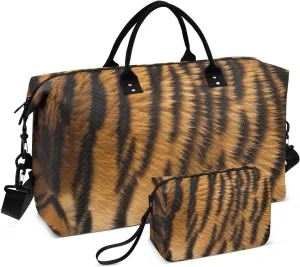 Big Cat Fur Brown Large Travel Duffel Bag, Sports Tote Gym Bag, Shoulder Weekender Overnight Bag for Women Men, Carry On Luggage with Toiletry Bags