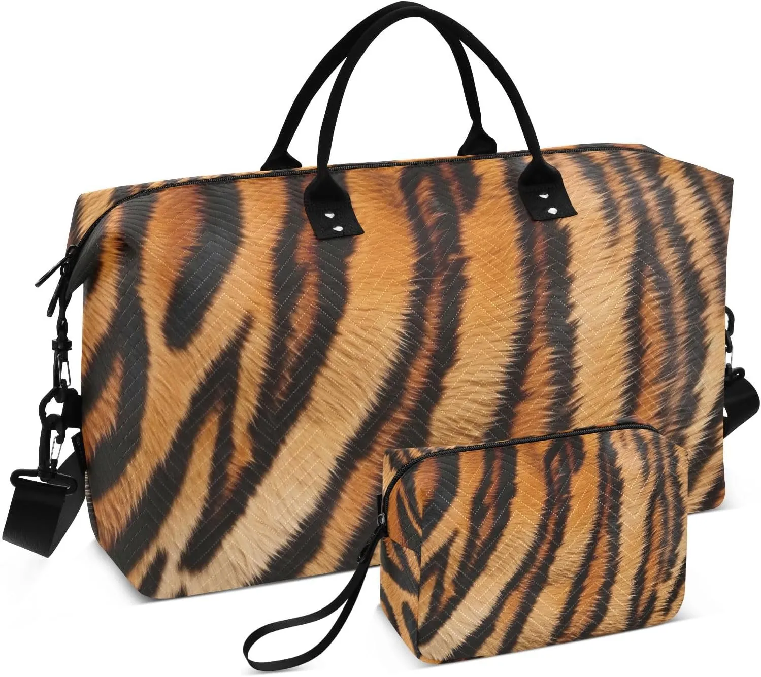 Big Cat Fur Texture Large Travel Duffel Bag, Sports Tote Gym Bag, Shoulder Weekender Overnight Bag for Women Men, Carry On Luggage with Toiletry Bags