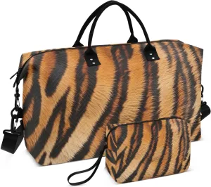 Big Cat Fur Texture Large Travel Duffel Bag, Sports Tote Gym Bag, Shoulder Weekender Overnight Bag for Women Men, Carry On Luggage with Toiletry Bags
