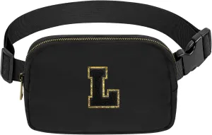 Birthday Gifts Christmas Personalized Gift for 4 5 6 7 8 9 10 11 12 13 14 Year old Girls Teen Sister Kid Initial Letter Fanny Pack Trendy Stuff Crossbody Bag Black Letter L
