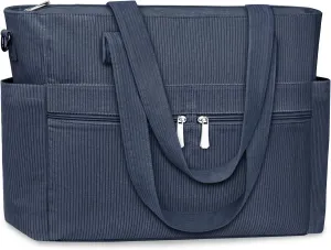 BKNOOU Large Corduroy Beach Tote Bag for Women Travel Carry on Weekender Bags Shoulder Handbag with Laptop Compartment