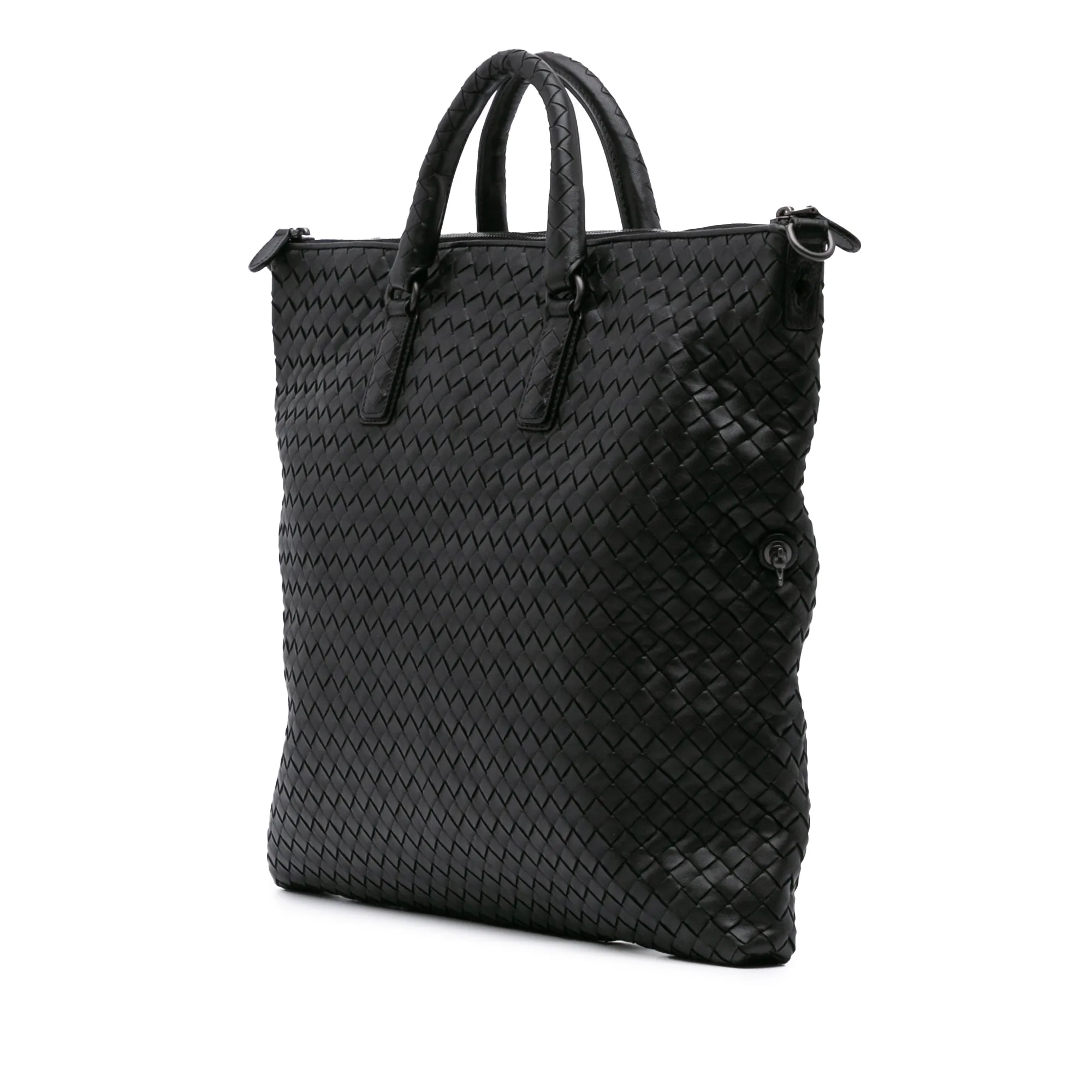 Black Bottega Veneta Medium Nappa Intrecciato Convertible Tote Satchel
