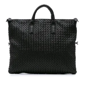 Black Bottega Veneta Medium Nappa Intrecciato Convertible Tote Satchel