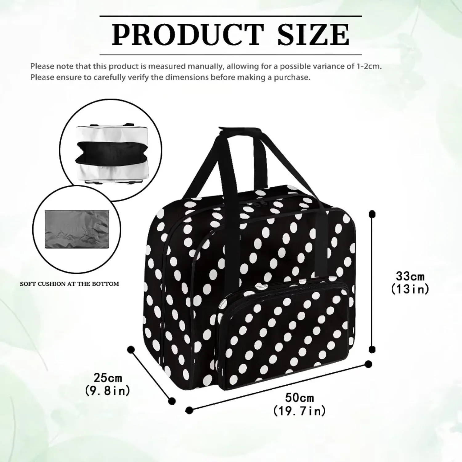 Black Dot Large Sewing Organizer Bag Crochet Carrying Case Knitting Bag Sewing Storage Bag for Sewing Supplies Sewing Accessories