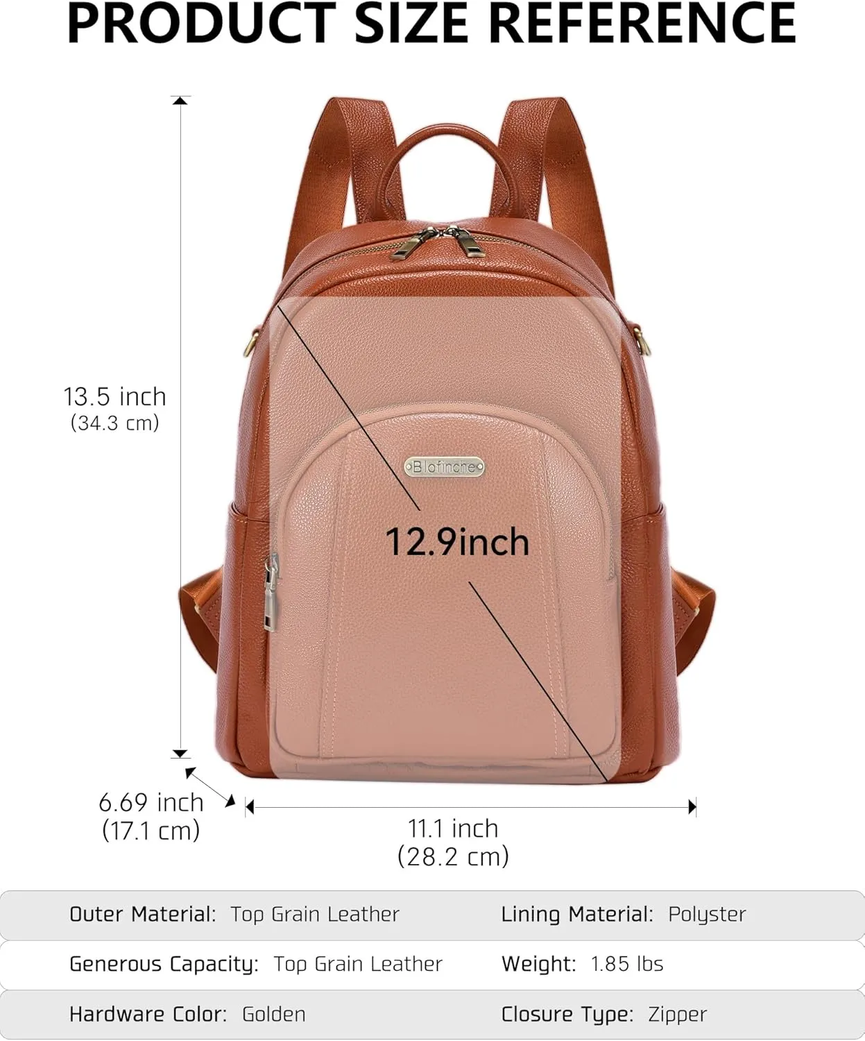 Blofinche Genuine Leather Backpack Purse for Women with Shoulder Strap Medium Convertible Daypack Handbag Lady Work Casual