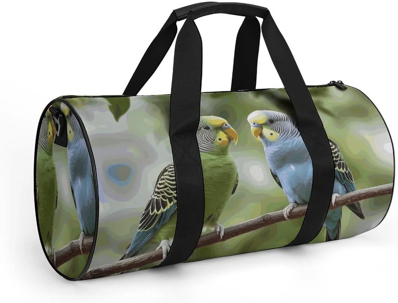 Blue And Green Parakeets Gym Bag Small Travel Duffle Bag with Compartment Carry On Weekender Bag for Women Men