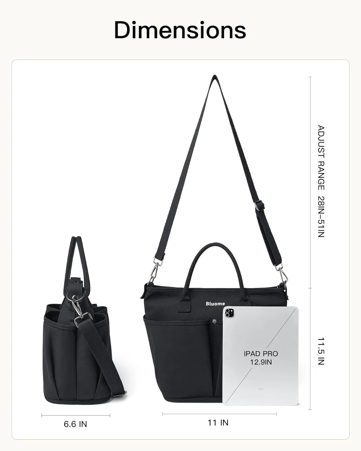 Bluome Tote Bag for Women Canvas Tote Bag With Zipper College Gym Tote Medium Travel Work Bags Hobo Handbag Crossbody