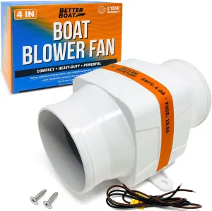 Boat Blower Fan Inline 12V, High CFM Marine Engine Ventilation, 4 Inch or 3 Inch Duct Fan for Galley, Head and Bilge