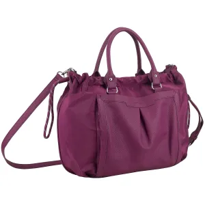 BODHI Rouchette Satchel Drawstring Shoulder Purse Messenger Bag, Burgundy