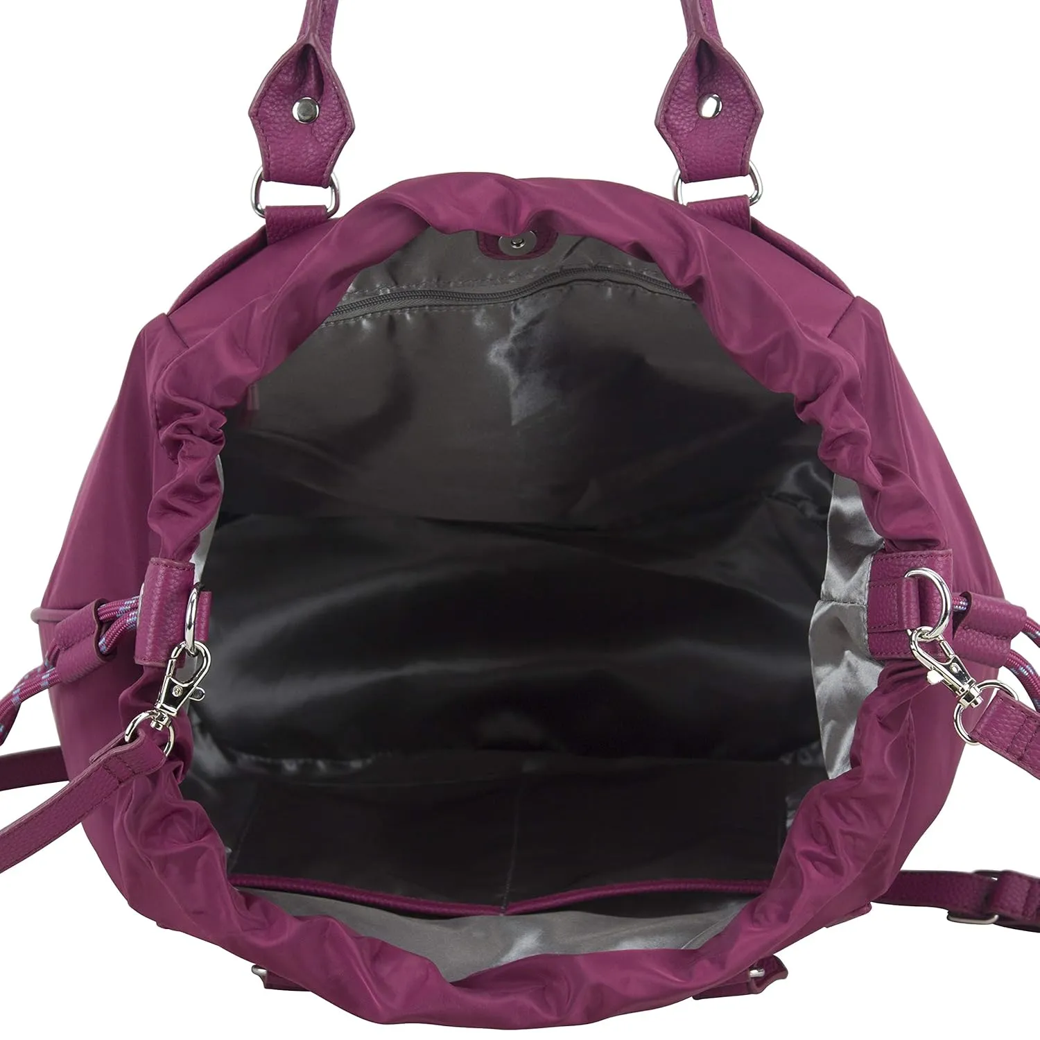 BODHI Rouchette Satchel Drawstring Shoulder Purse Messenger Bag, Burgundy