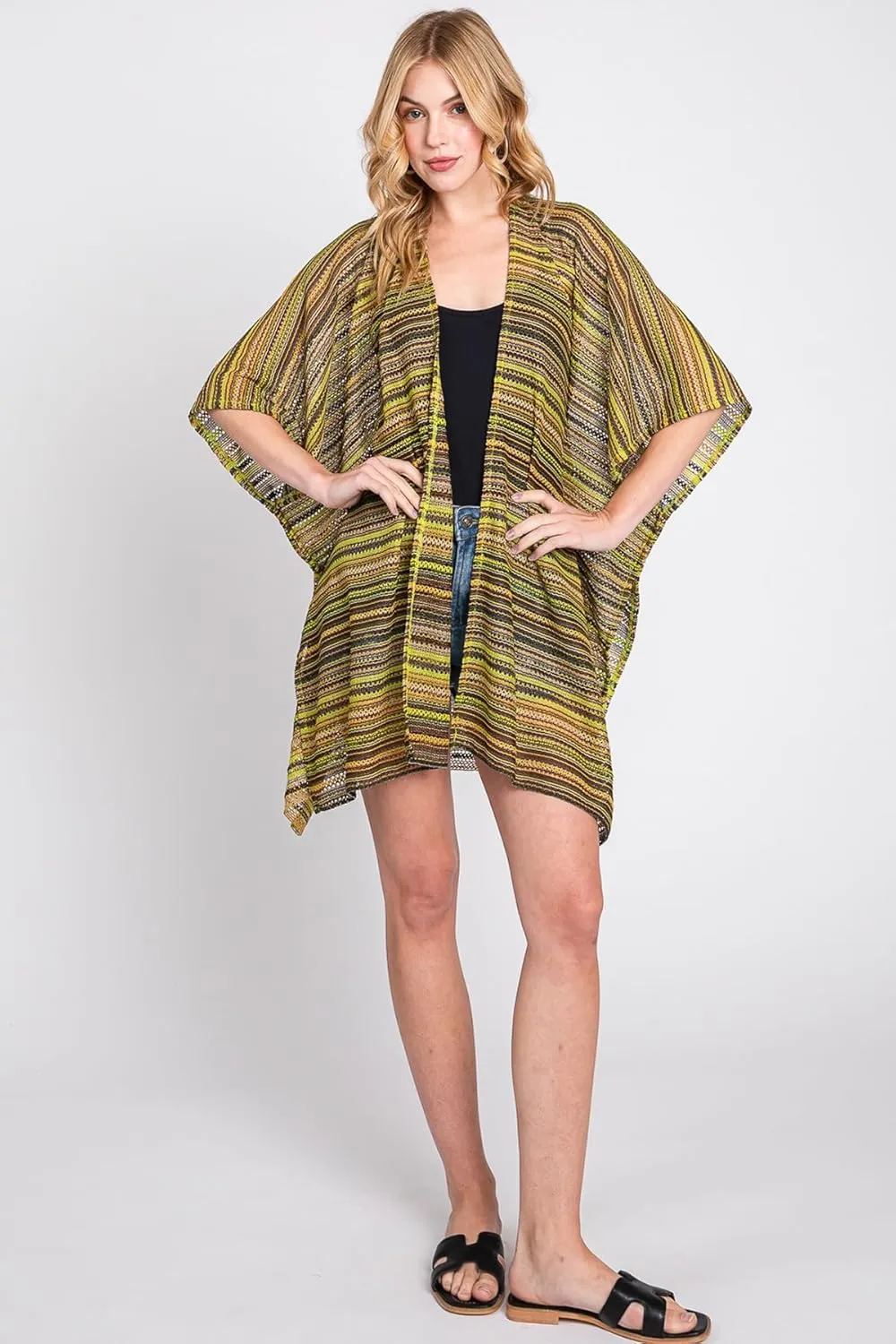Bohemian Versatile Open Shawl Cardigan - Kimono Ruana, Convertible Poncho Blanket Vest, Sheer Beach Cover Up