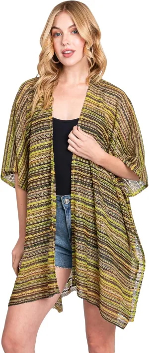 Bohemian Versatile Open Shawl Cardigan - Kimono Ruana, Convertible Poncho Blanket Vest, Sheer Beach Cover Up