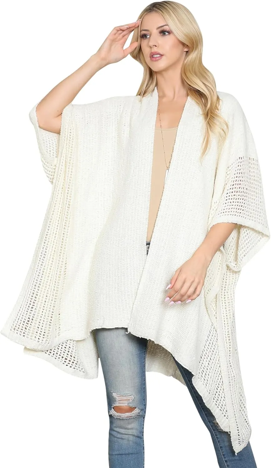 Bohemian Versatile Open Shawl Cardigan - Kimono Ruana, Convertible Poncho Blanket Vest, Sheer Beach Cover Up
