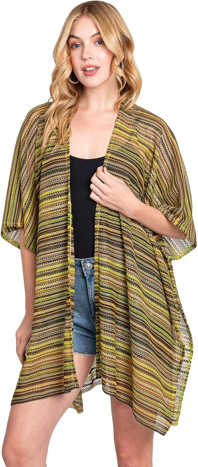 Bohemian Versatile Open Shawl Cardigan - Kimono Ruana, Convertible Poncho Blanket Vest, Sheer Beach Cover Up