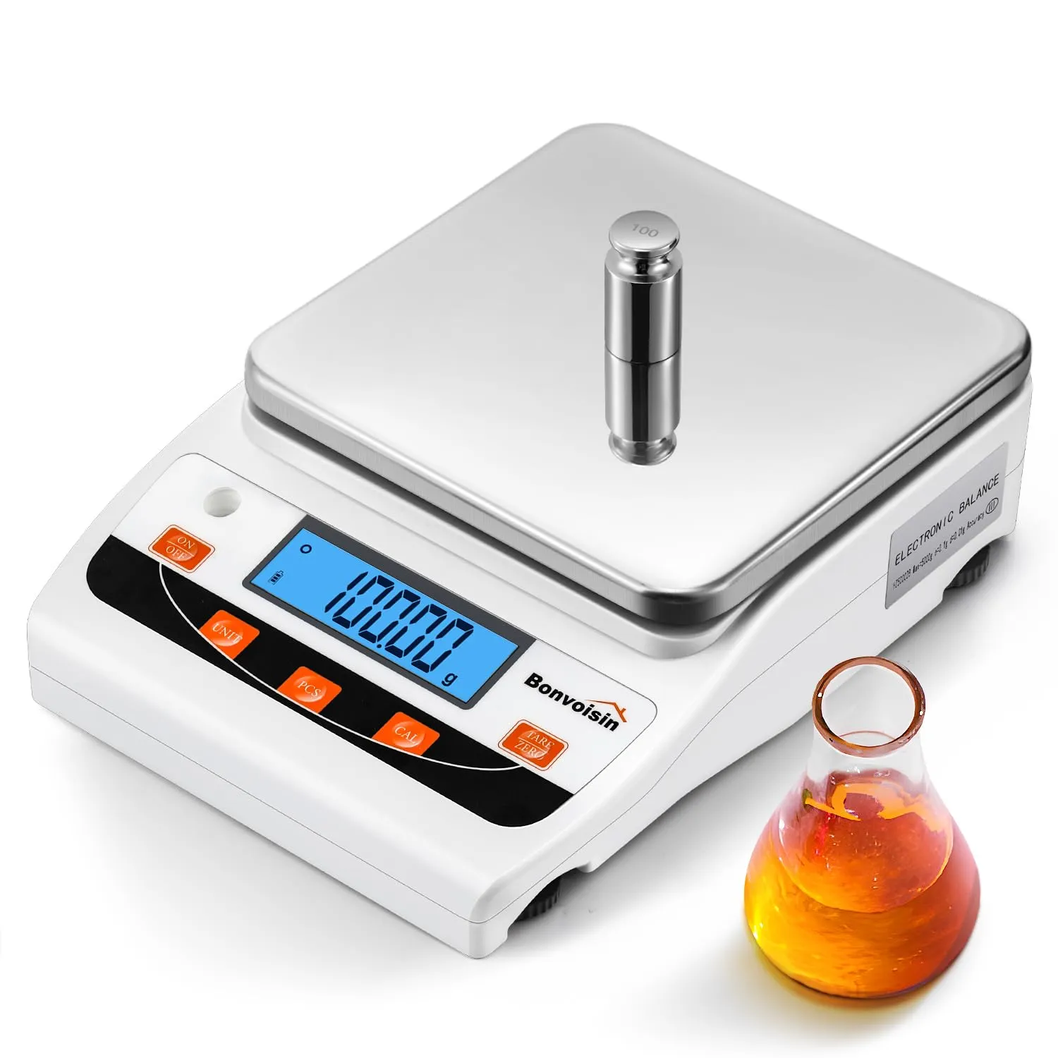 Bonvoisin Lab Scale 5000g/0.01g High Precision Laboratory Scientific Scale 0.01 Gram Accuracy Electronic Analytical Balance Digital Kitchen Jewelry Scale (5000g, 0.01g)