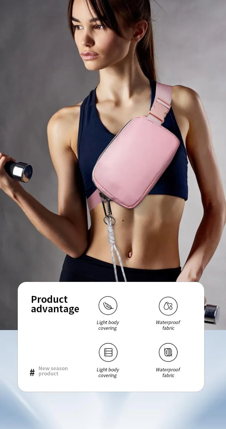 Bovagu Crossbody, Fashion Waist Bag, 57-102CM Long Strap Crossbody Bag, Plus Size Women/Men Waist Pack With Adjustable Strap For Sports. (Black Double zipper)