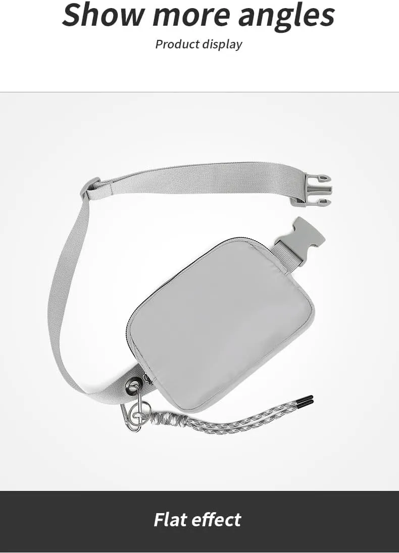Bovagu Crossbody, Fashion Waist Bag, 57-102CM Long Strap Crossbody Bag, Plus Size Women/Men Waist Pack With Adjustable Strap For Sports. (Black Double zipper)