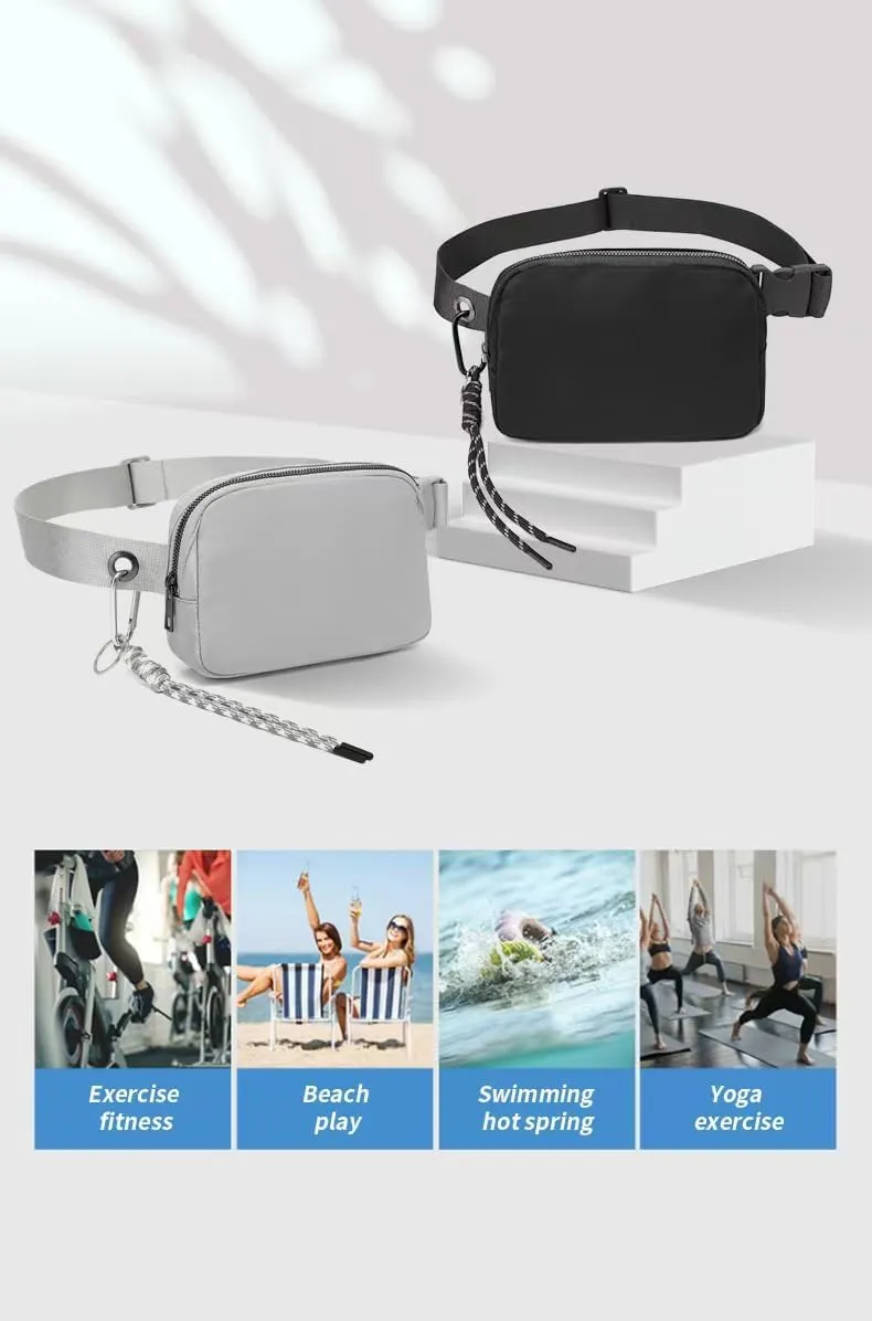 Bovagu Crossbody, Fashion Waist Bag, 57-102CM Long Strap Crossbody Bag, Plus Size Women/Men Waist Pack With Adjustable Strap For Sports. (Camouflage black Double zipper)