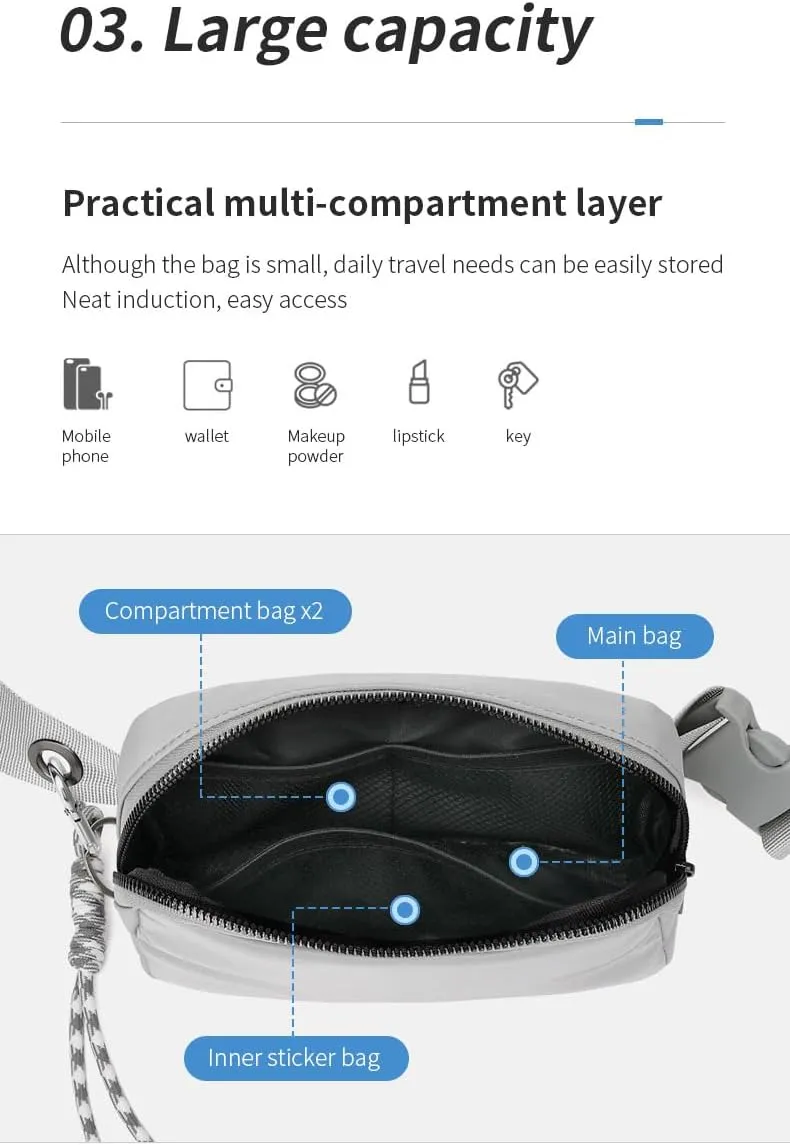 Bovagu Crossbody, Fashion Waist Bag, 57-102CM Long Strap Crossbody Bag, Plus Size Women/Men Waist Pack With Adjustable Strap For Sports. (Camouflage Blue Double zipper)