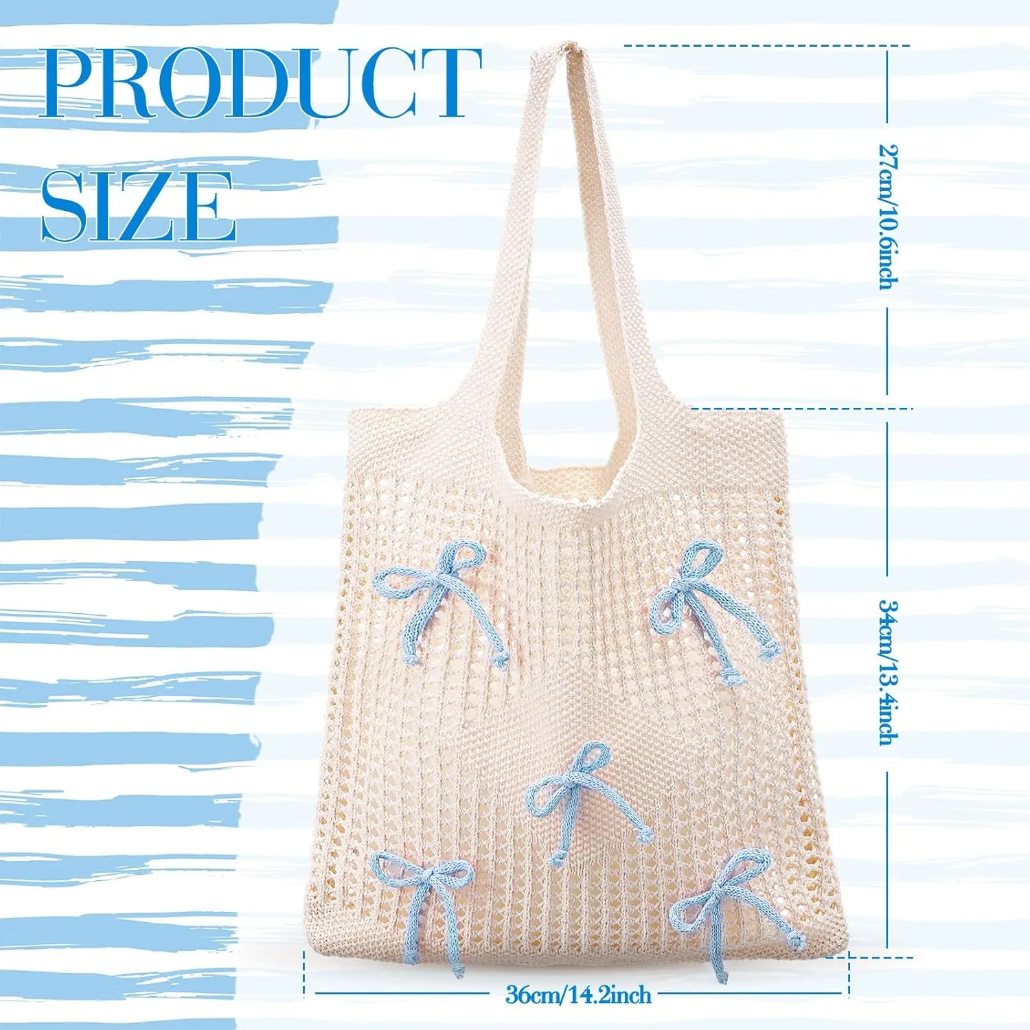 Bow Beach Bag Coquette Bow Tote Bag for Women Cute Preppy Shoulder Handbag for Girls Summer Beach Shopping