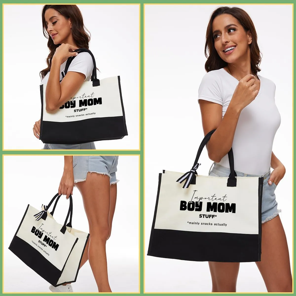 Boy & Girl Mom Gifts: Best Mom Ever Canvas Tote Bag - Beach, Grocery, Mothers Day & Birthday Gift