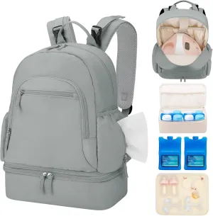 Breast Pump Backpack Fit for Spectra S1/S2 with Removable Cooler Compartment, Breast Pump Bag Fit Pump Accessories for Working & Nursing Moms, Breast Milk Cooler Bag for Travel and Family Use Grey