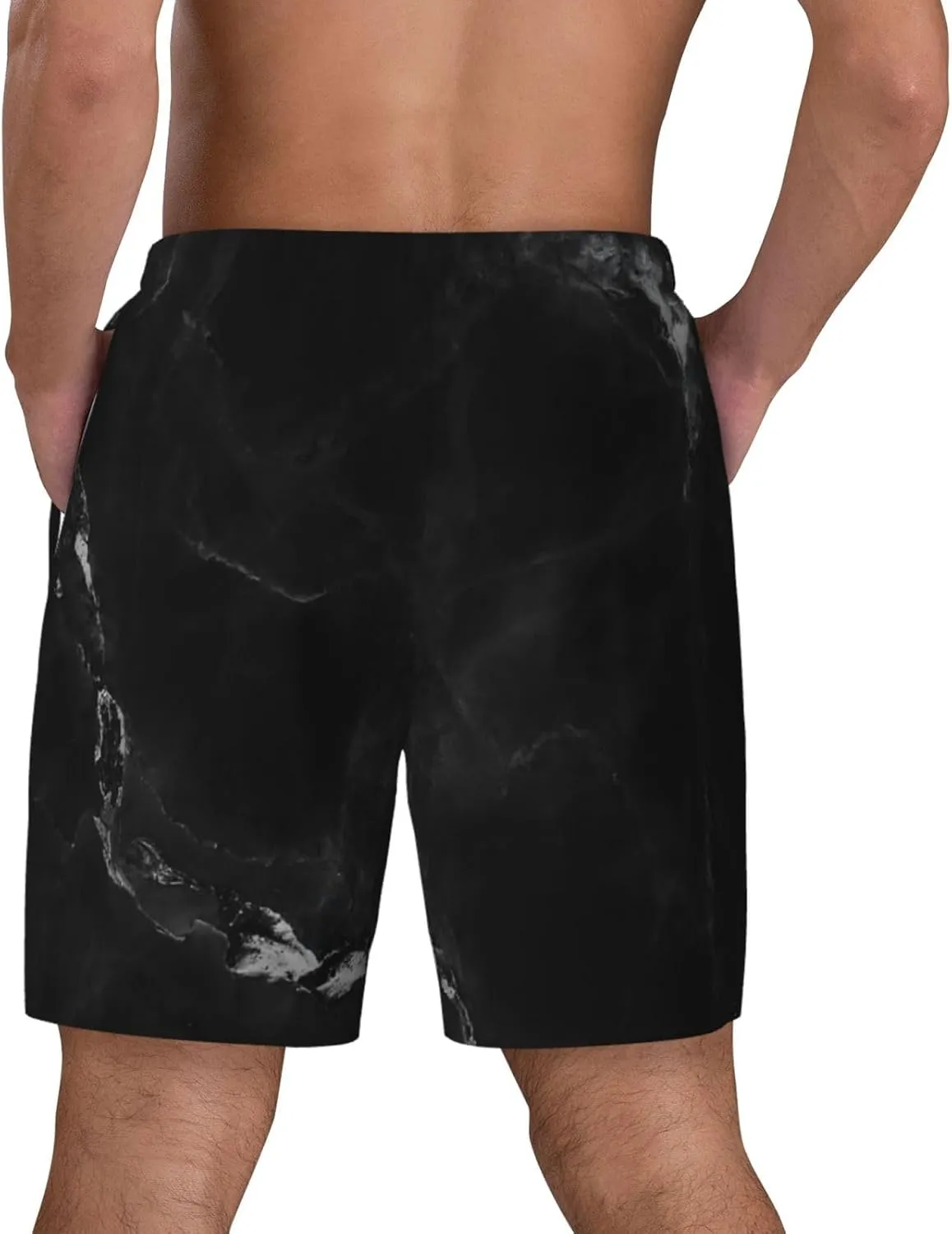 Breathable Men's Swim Garbage Truck Vector Shorts with Adjustable Waist