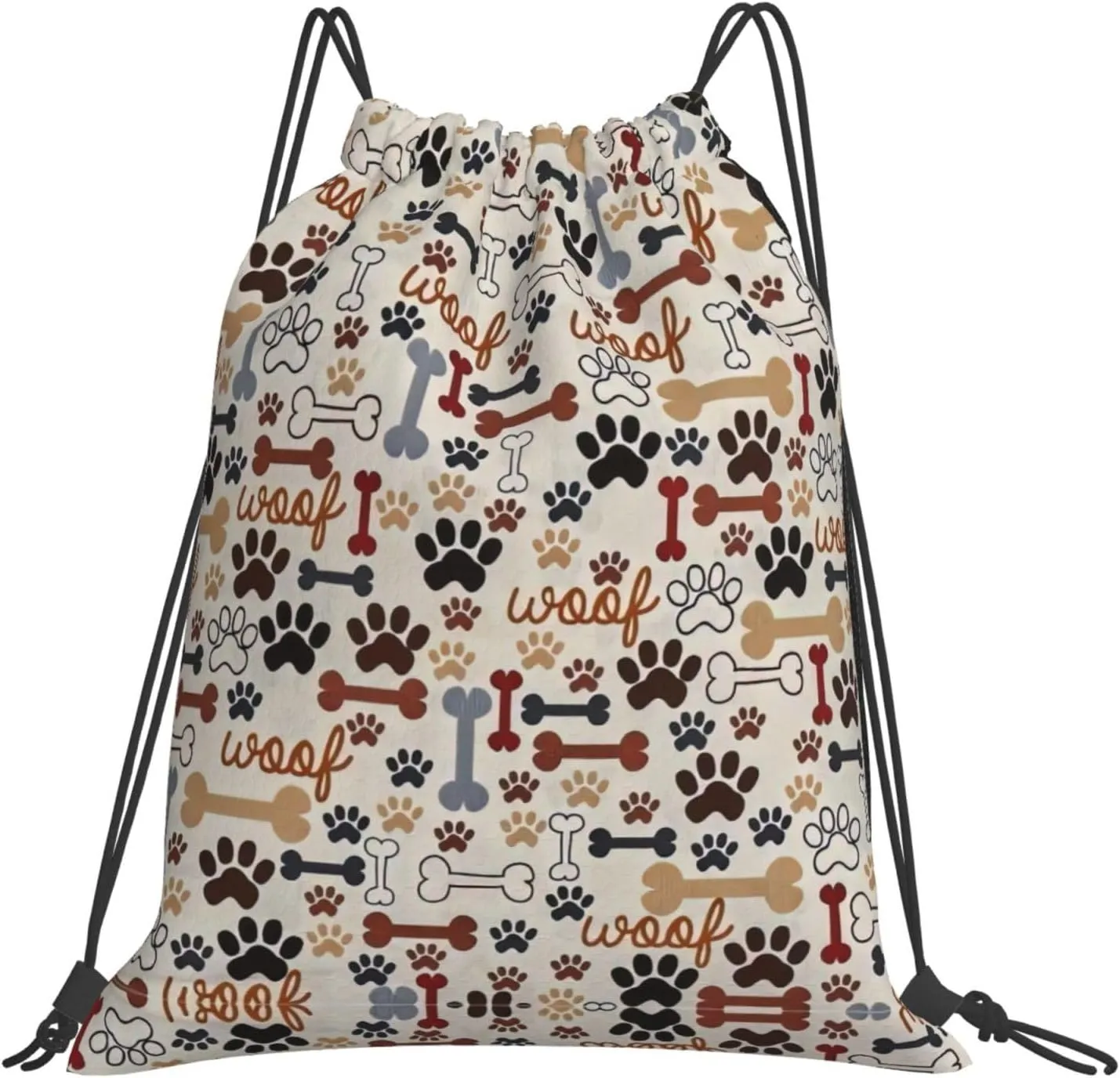 BREAUX Bone and paw print print Leisure drawstring backpack, fitness bag, foldable fit for sports travel and daily use