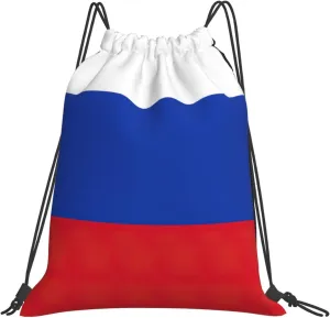 BREAUX Russian Flag print Leisure drawstring backpack, fitness bag, foldable fit for sports travel and daily use