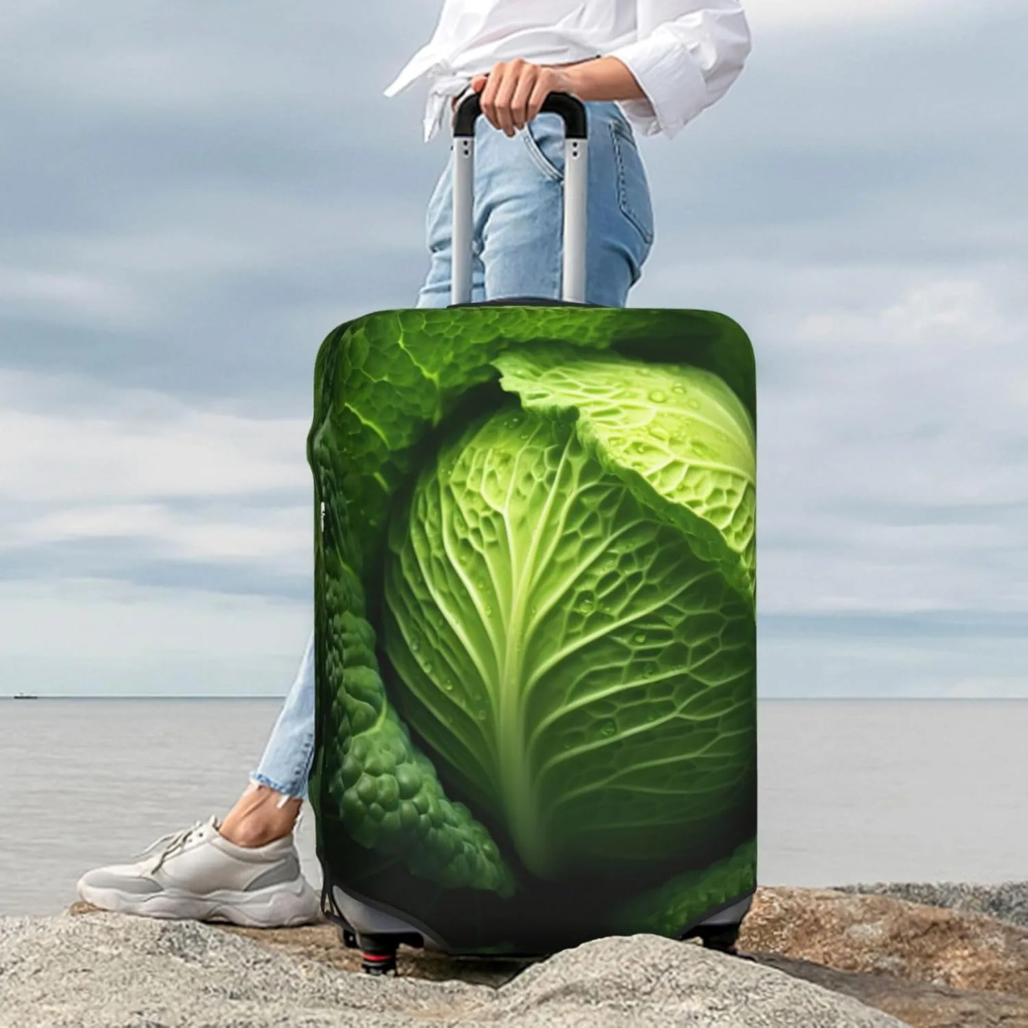 Bright Cabbage Print Washable Luggage Cover Fashion Suitcase Protector Cover Fits 18-32 Inch Luggage