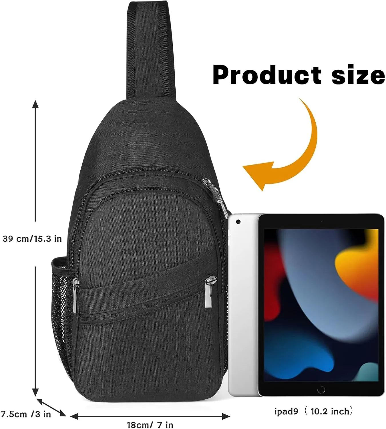 BROADREAM Sling Crossbody Backpack with Detachable Phone Bag for Men Women Multipurpose Travel Hiking Daypack Chest Bag with USB Charging Port