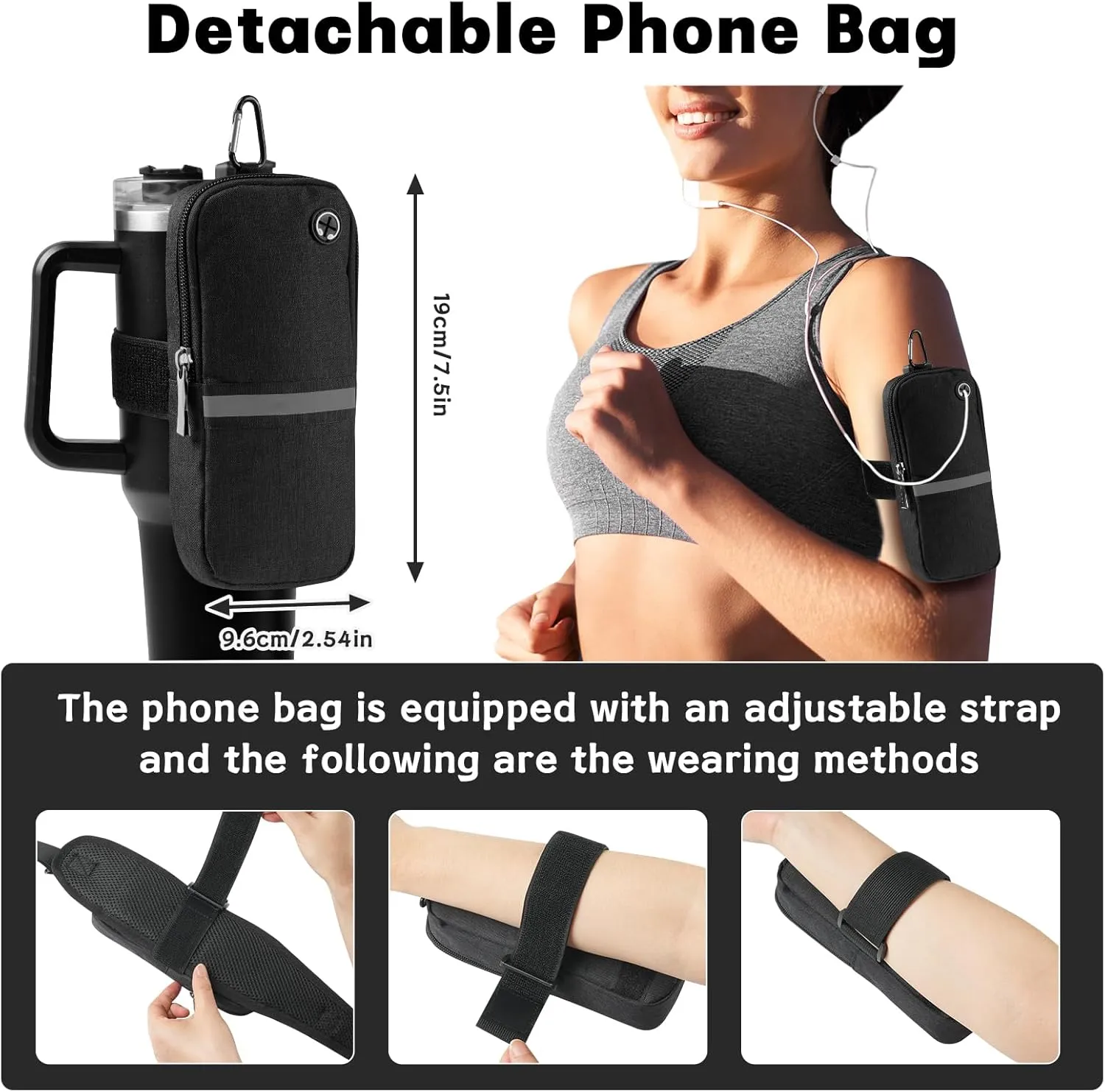 BROADREAM Sling Crossbody Backpack with Detachable Phone Bag for Men Women Multipurpose Travel Hiking Daypack Chest Bag with USB Charging Port