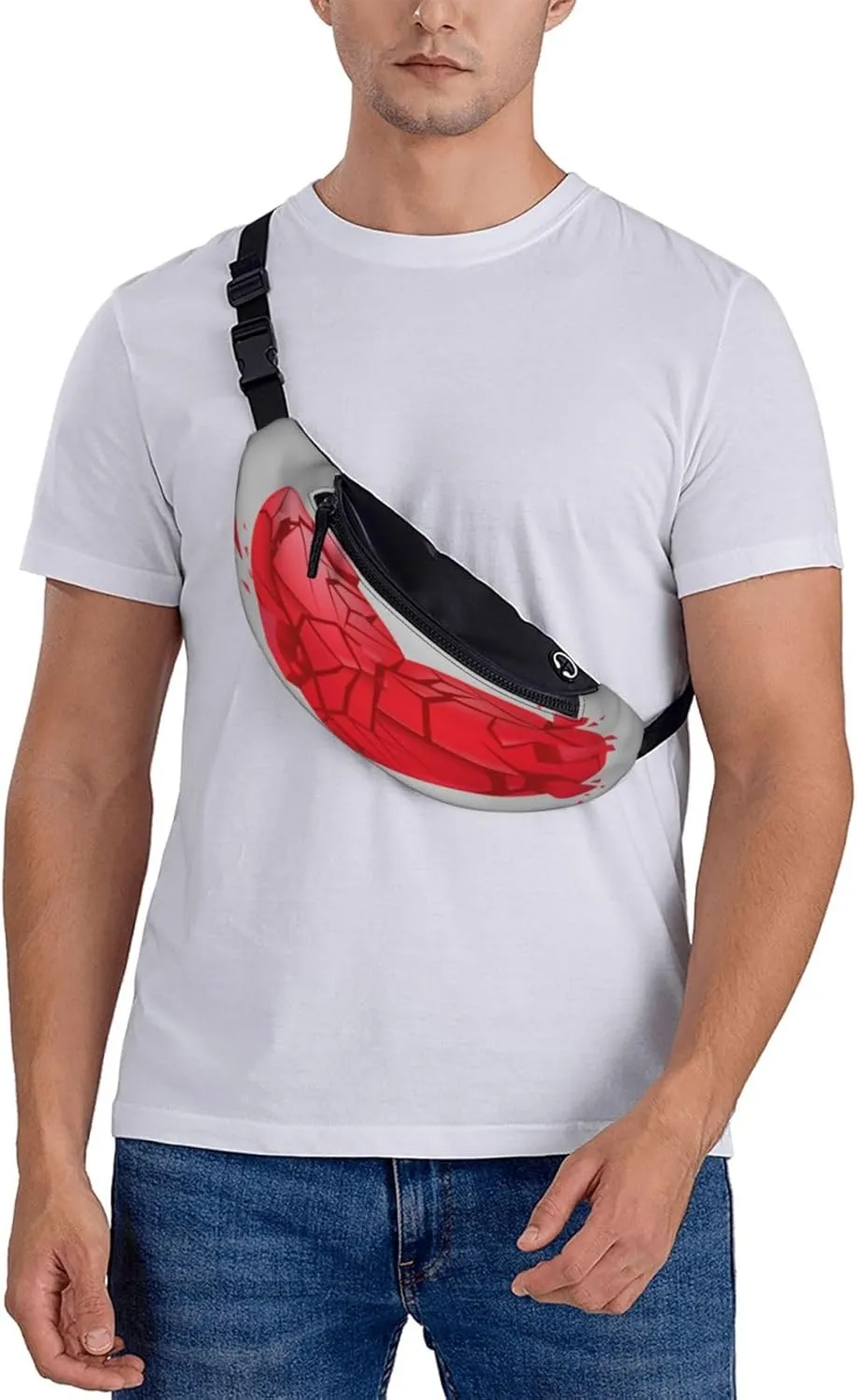Broken Heart Fanny Pack, Crossbody Waist Packs for Women Men Waist Bags with Adjustable Strap for Travel Running Hiking Sport