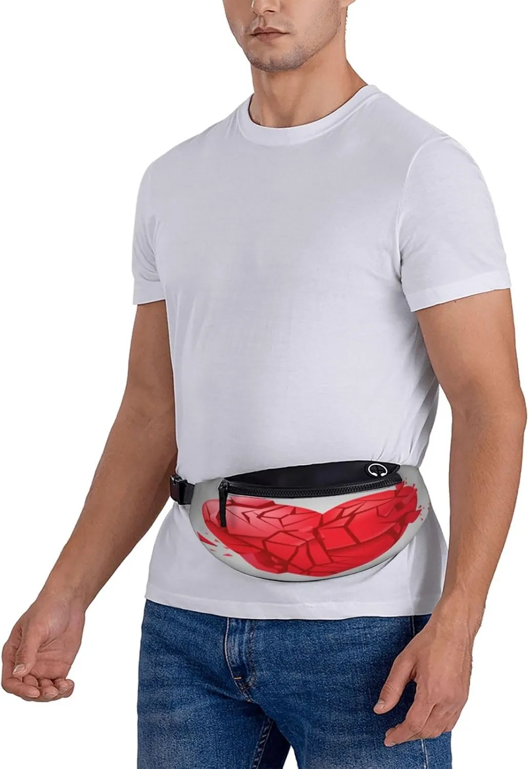 Broken Heart Fanny Pack, Crossbody Waist Packs for Women Men Waist Bags with Adjustable Strap for Travel Running Hiking Sport