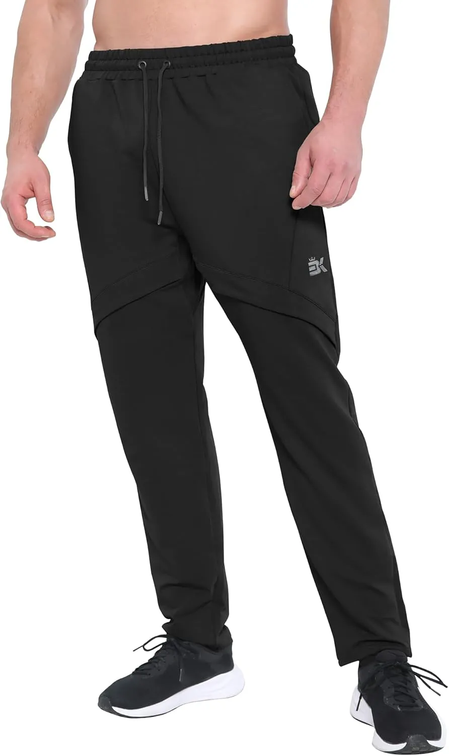 BROKIG Mens Inmesh Sweatpants Open Bottom, Cotton Athletic Workout Pants Drawstring Casual Gym Joggers with Pockets