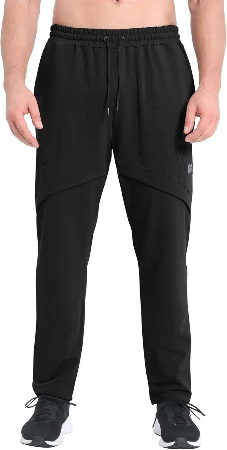 BROKIG Mens Inmesh Sweatpants Open Bottom, Cotton Athletic Workout Pants Drawstring Casual Gym Joggers with Pockets