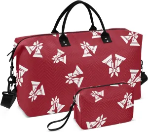 Burbuja Travel Duffel Bag for Women, Christmas Jingle Bells Weekender Overnight Bag Shoulder Carry On Tote Bag with Trolley Sleeve, Gym Bag with Toiletry Bag, Large Size